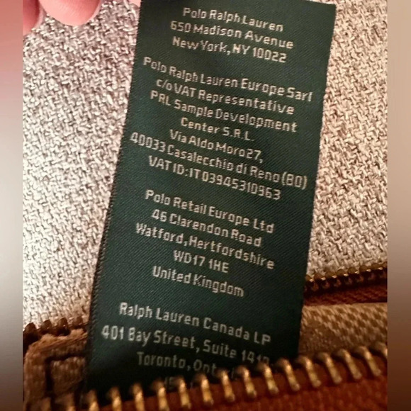 RALPH LAUREN Light Khaki/Tan Signature Canvas Swing Pack Crossbody Leather Trim - Picture 10 of 15